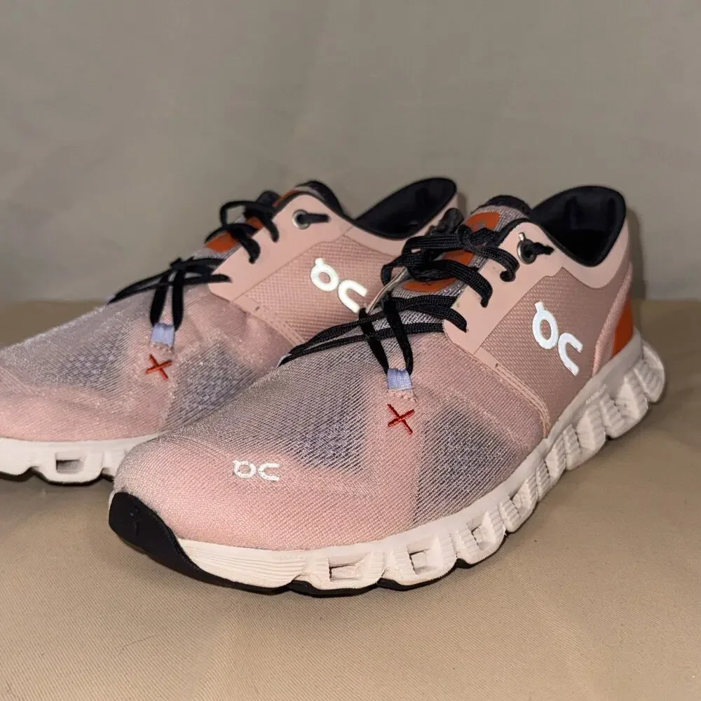 On Running Cloud X 3 Women’s 8.5 Pink Black Orange CloudTec Training Shoes